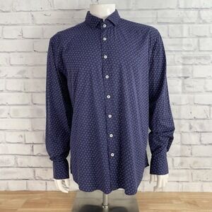 Bugatchi Shirt Men's‎ XL SLIM Long Sleeve Button Up Colorful Blue Shaped Fit